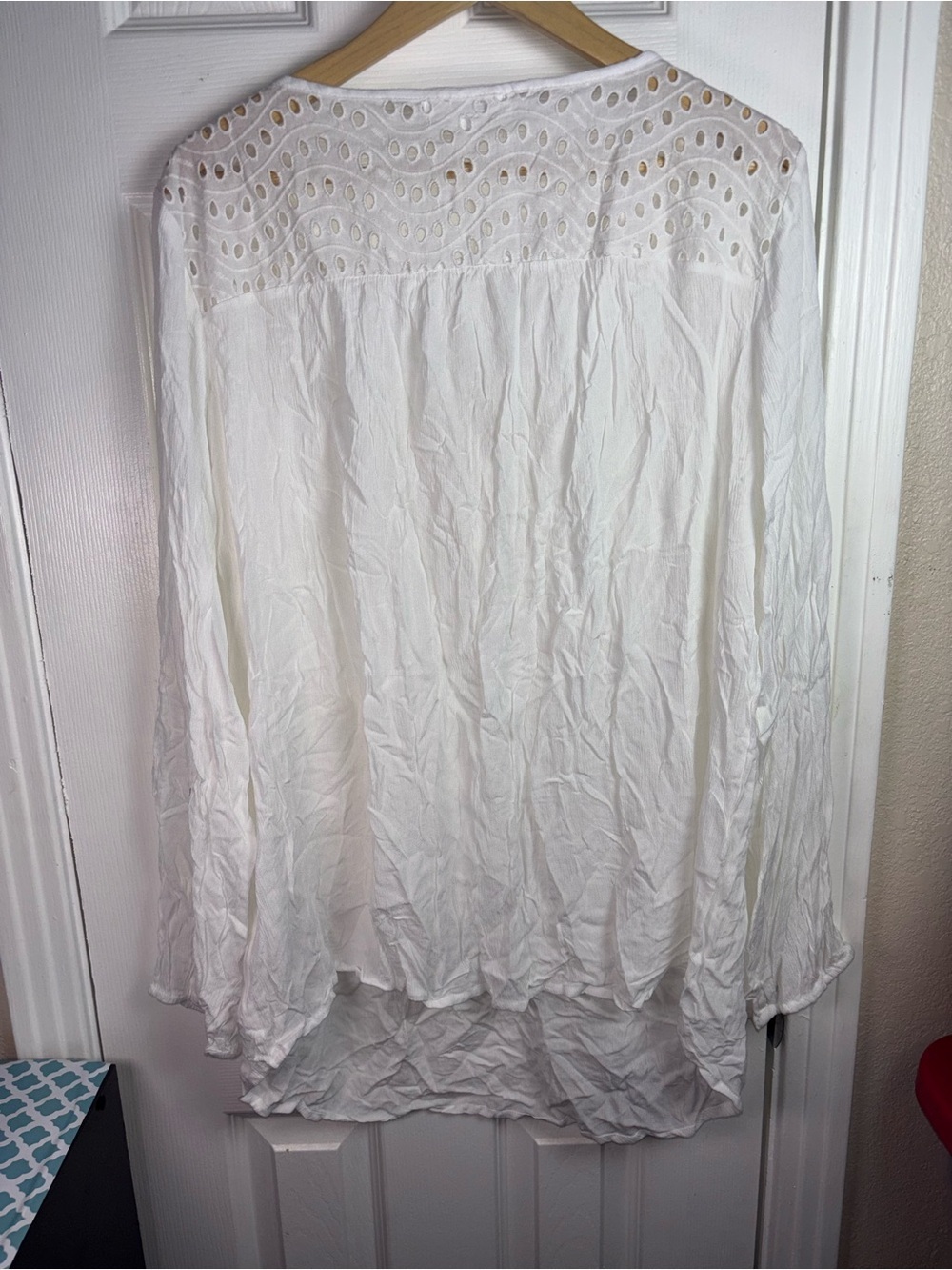 Lascana White Eyelet Peasant Tunic with Tassel Tie NWOT 2X - Picture 8 of 11